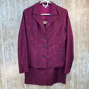 Cabi Plumberry Flora Lace Skirt Suit  Women's Purple Blazer Jacket Skirt Set  6‎